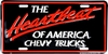 Chevrolet The Heartbeat Of America Chevy Trucks License Plate Metal Embossed