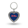 Ole Miss Rebels Rhinestone Heart Bling Keychain University Of Mississippi Ncaa Key Ring