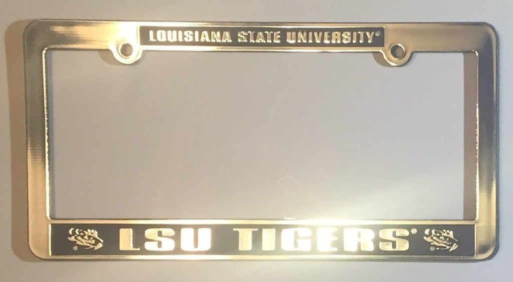 Lsu Tigers License Plate Tag Frame Silver & Black